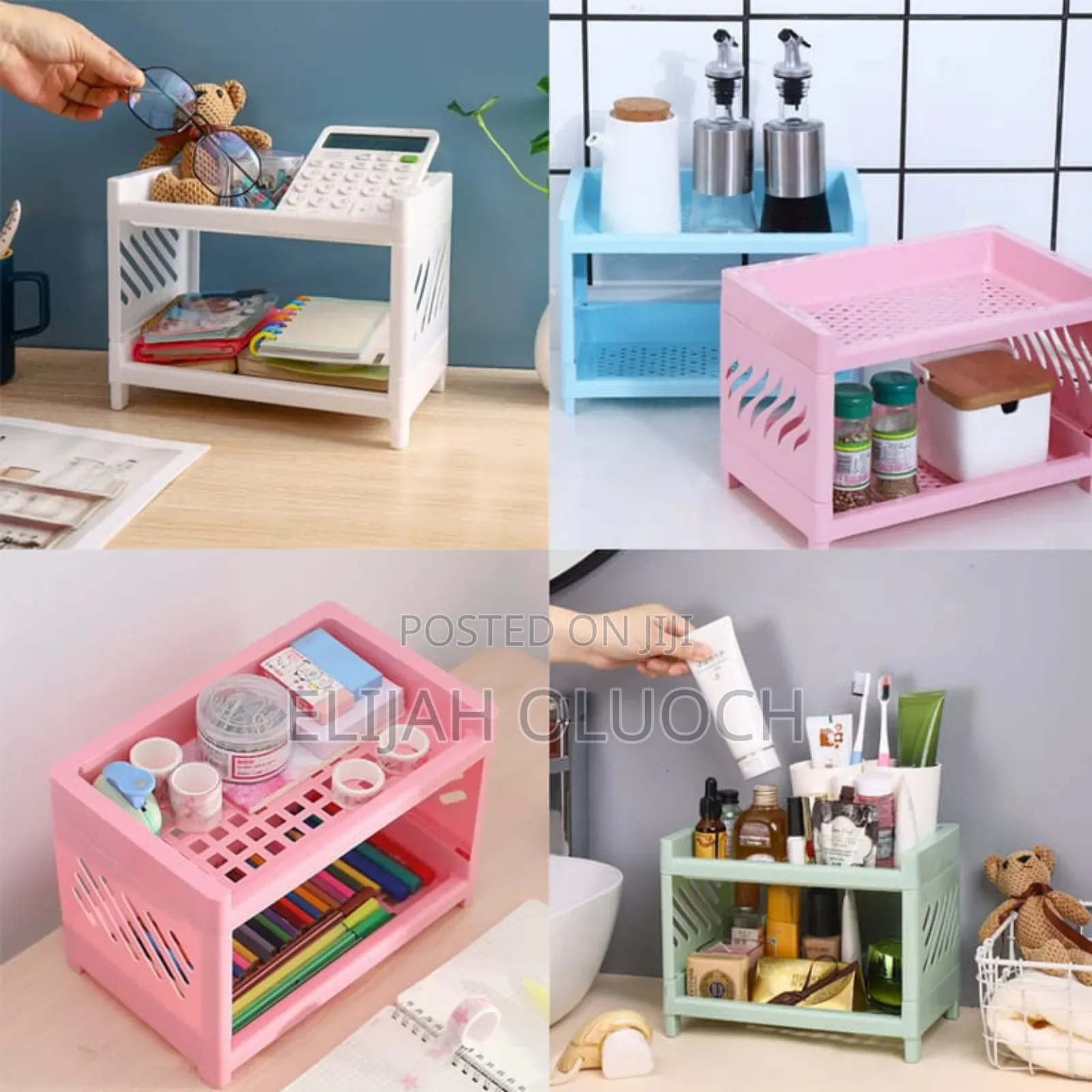 24x15x18cm Plastic Detachable 2 Layer Desktop Organizer Tray