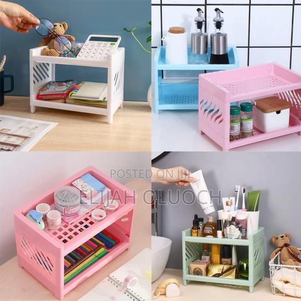 24x15x18cm Plastic Detachable 2 Layer Desktop Organizer Tray