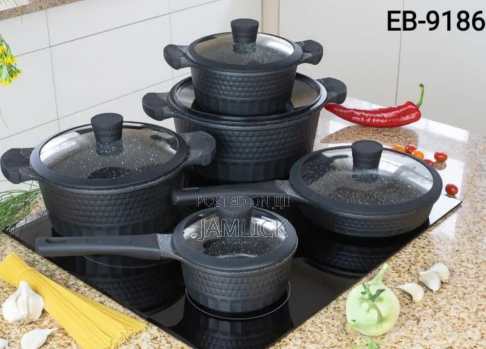 Edenburg 10pc Black Cookware Set - Js