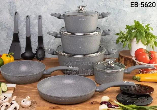 Grey Edenburg 15pc Grey Cookware Set – Induction Enabled - Js - main view