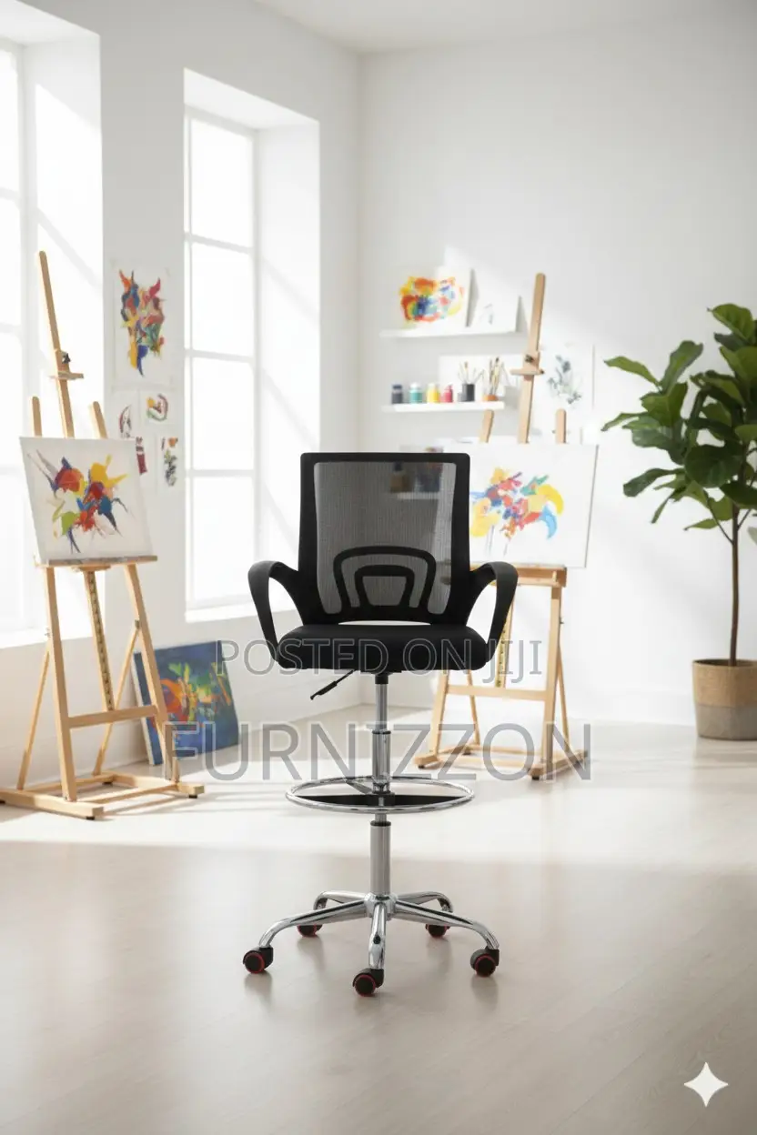 Modern Mesh Counter Chair With Adjustable Height and Support