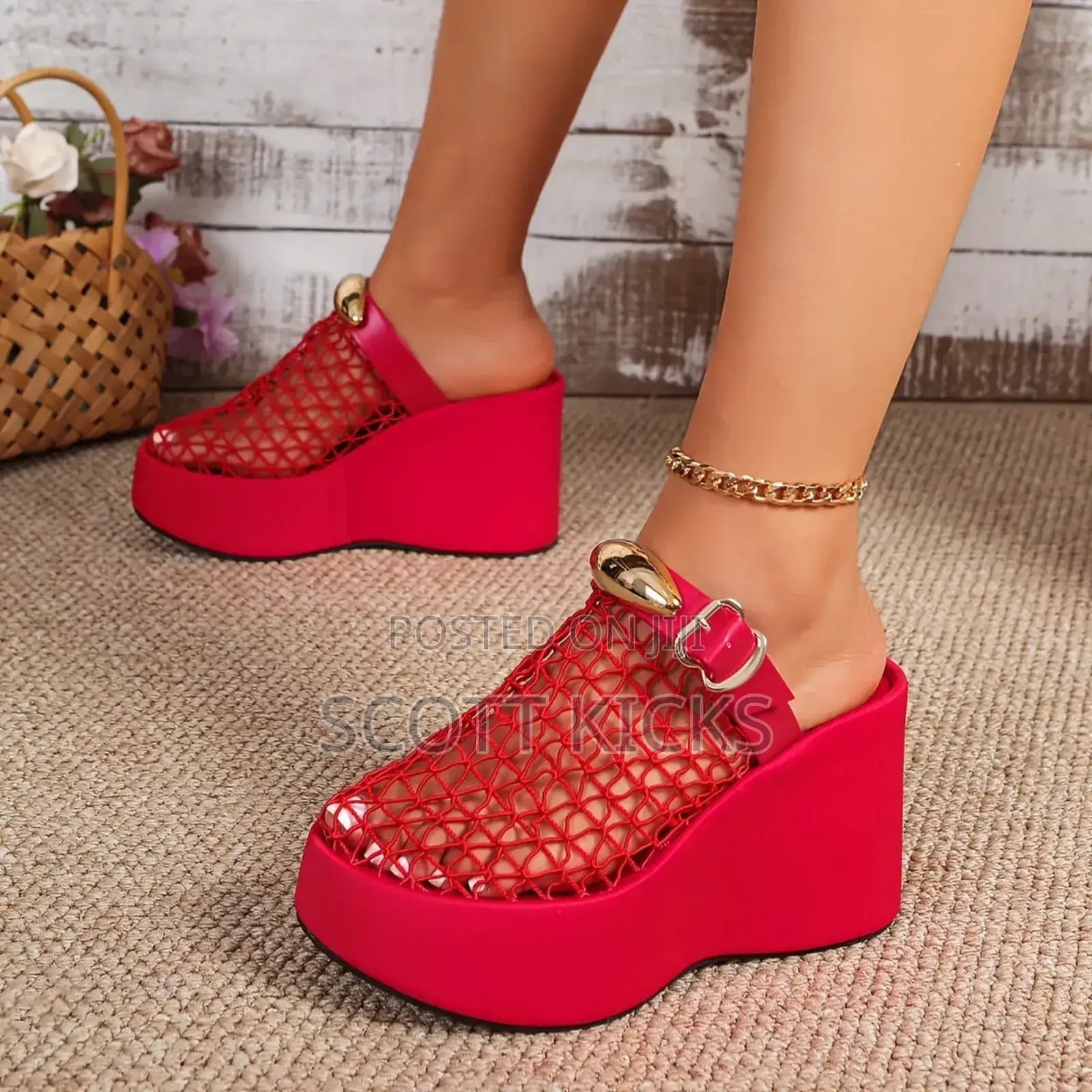 Ladies Mesh Wedge Platforms