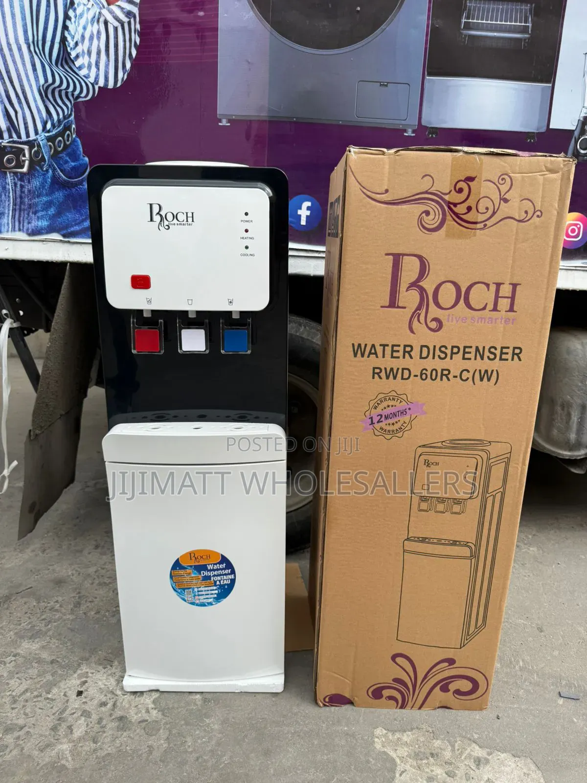 White Roch 3 Taps Water Dispenser With Compressor