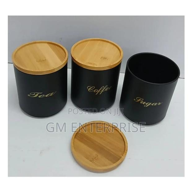 3 Pcs,Tea Coffee, Sugar Canister Alloy Set