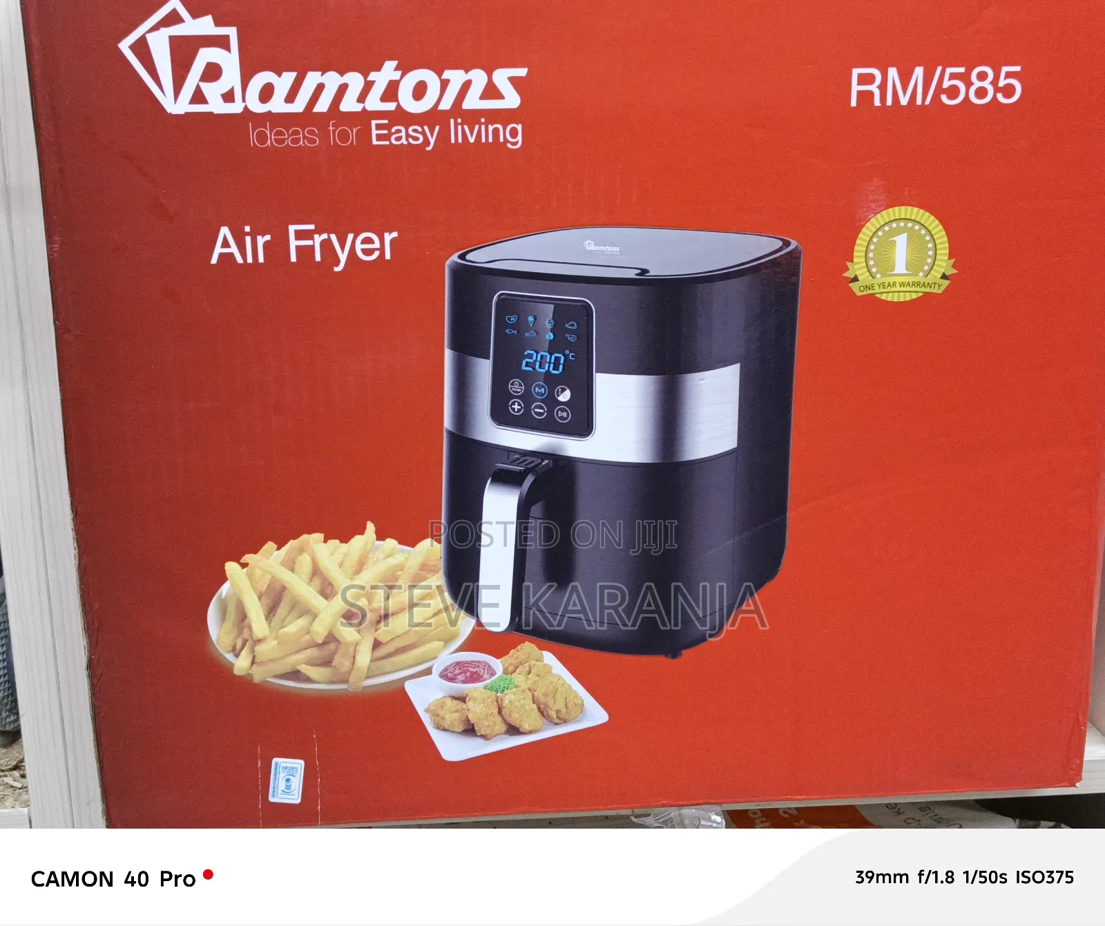 Ramtons Rm585 Model 4l Air Fryer