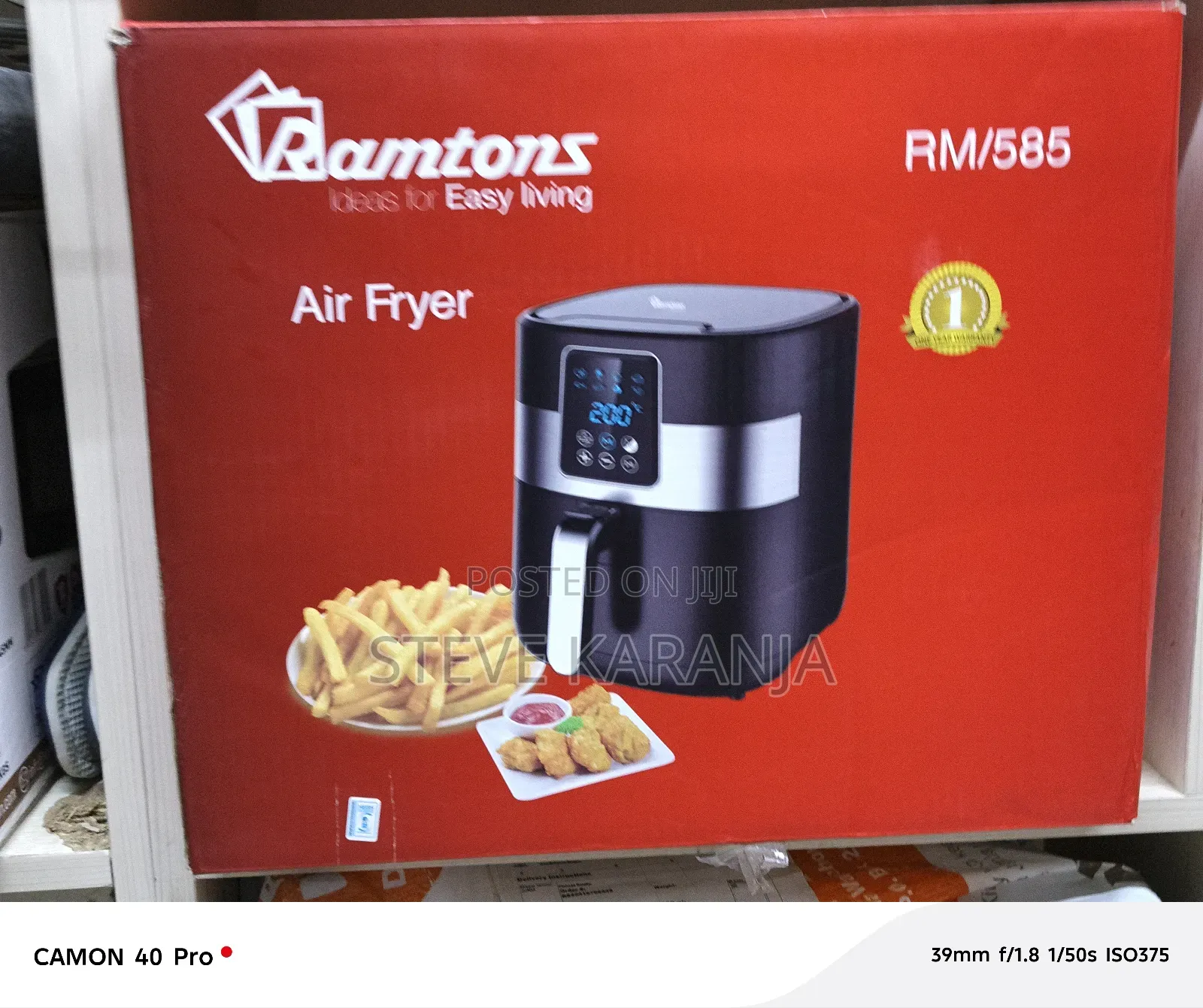 3l Ramtons Air Fryer Non Stick Basket, Multiple Cook Programs