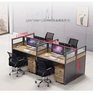 4-way Brown Office Modular Workstation