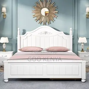 Home Bed; Modern Queen Size Wooden Bed – White Color