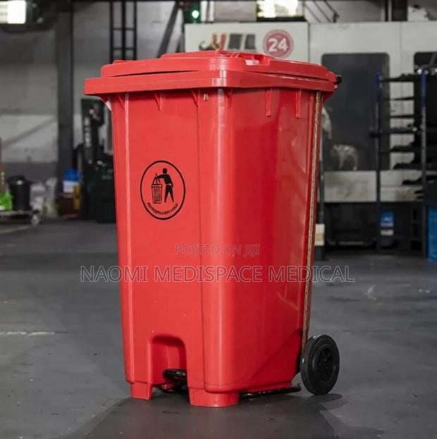 100l Red Biohazard Waste Bin - main view