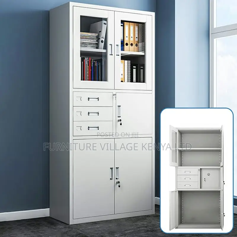 Storage Cabinets: 2-door Metallic File Cabinet With Safe