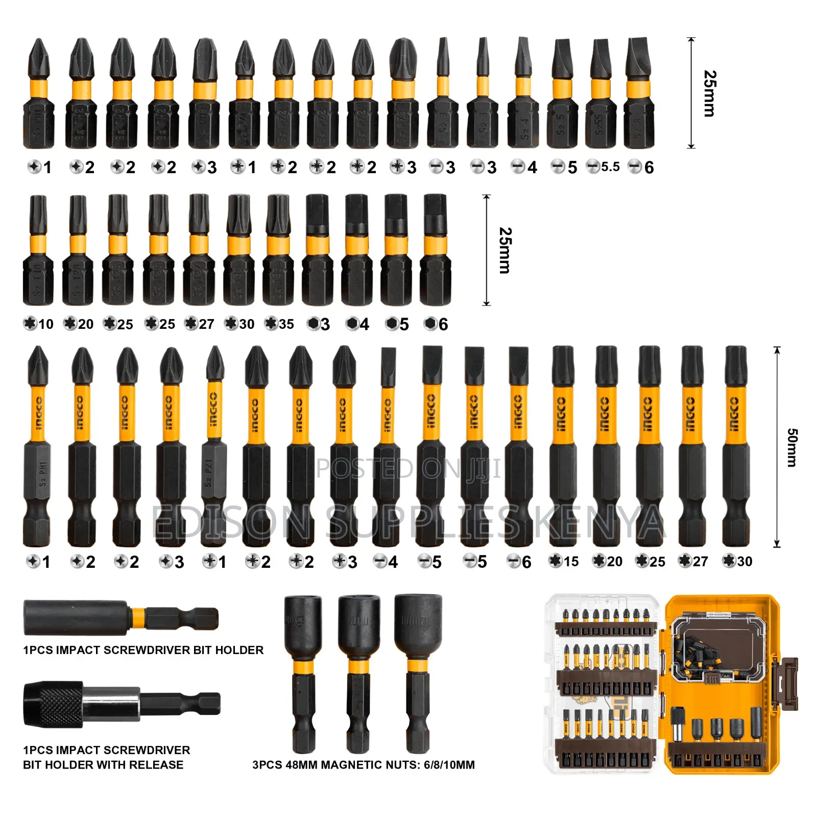 Ingco 51pcs Impact Screwdriver Bits Set Cordless Drill Bit