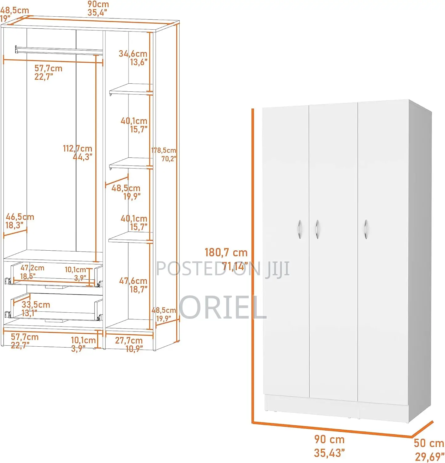 Modern Cabinet : 3-Door Wooden Wardrobe