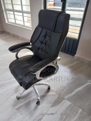 High Back Leather Office Seat With Padded Armrest