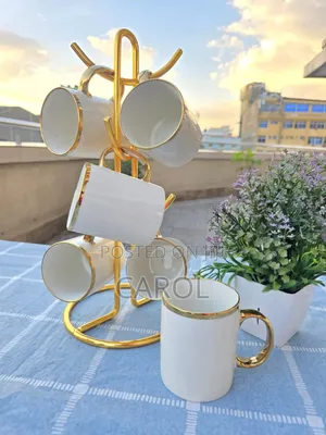 Affordable 6pcs Gold White Ceramic Cup Available