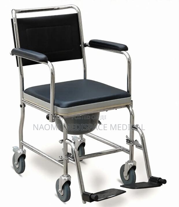 New Commode Chair With Castors and Footrest-High Quality - main view