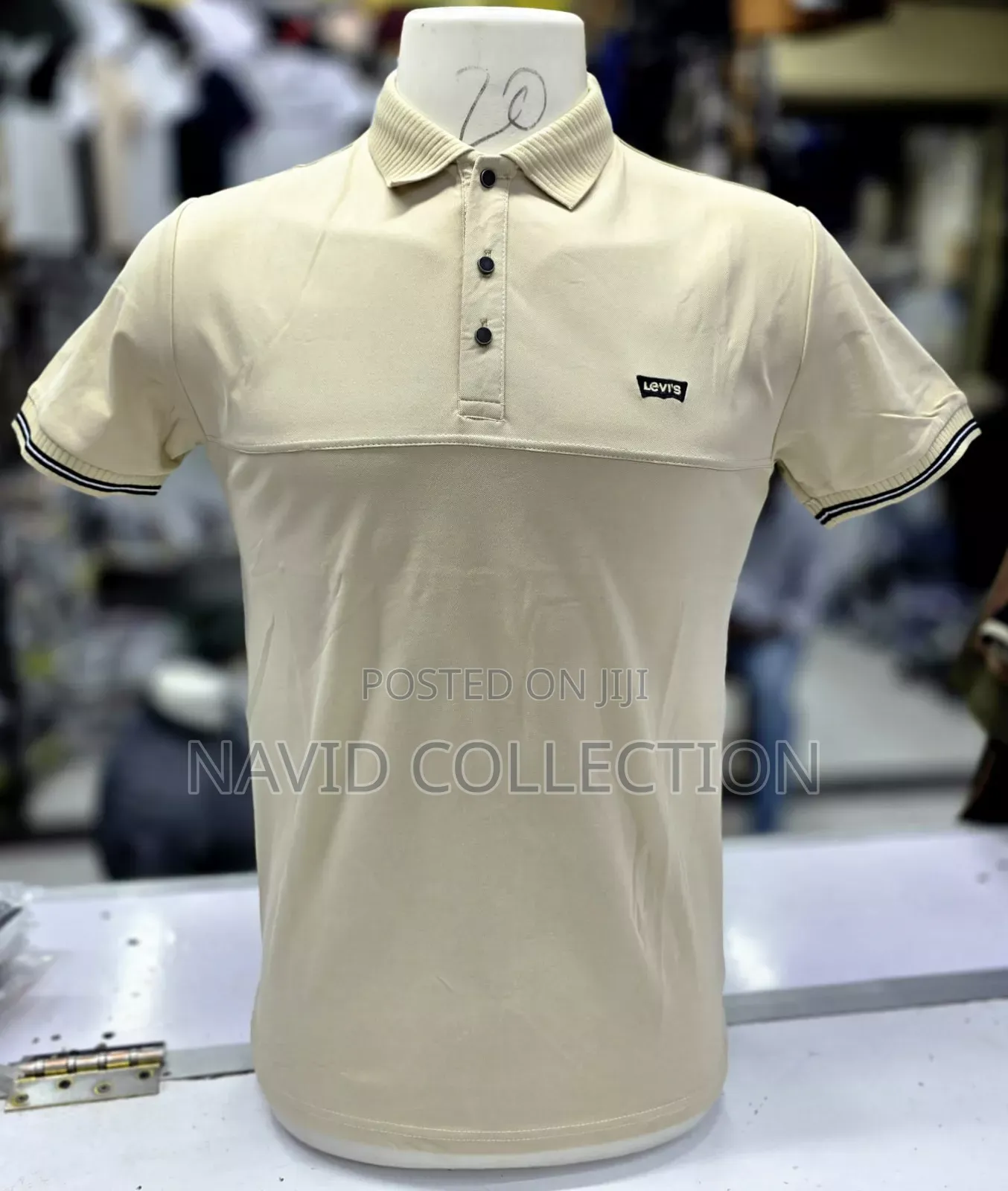 Cream White/Green Polo