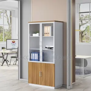 2-door Wooden Half Glass Filling Office Cabinet