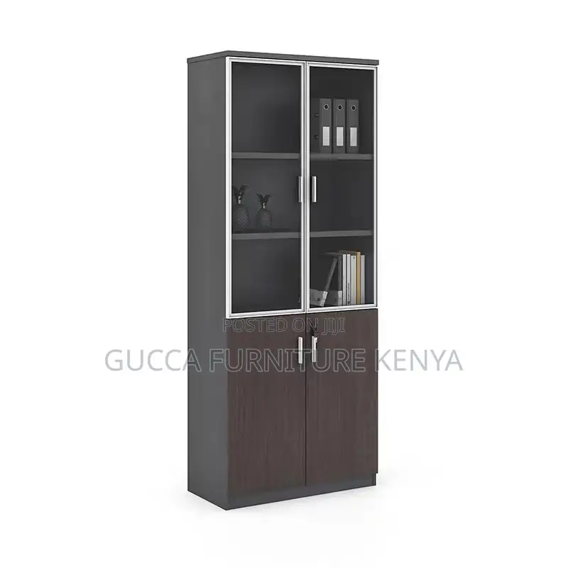 2-door Wooden Half Glass Filling Office Cabinet