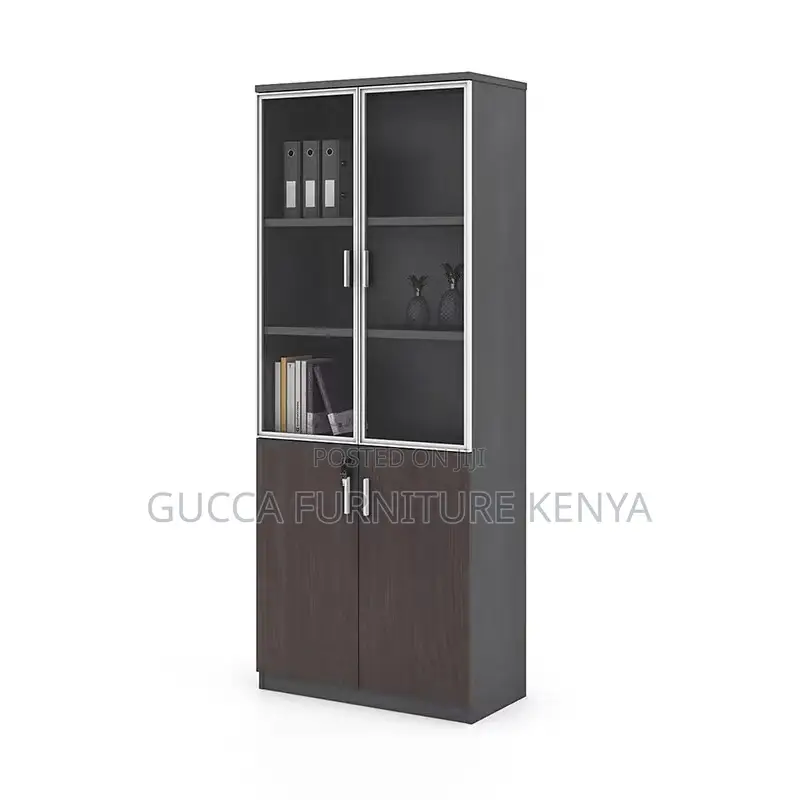 2-door Wooden Half Glass Filling Office Cabinet