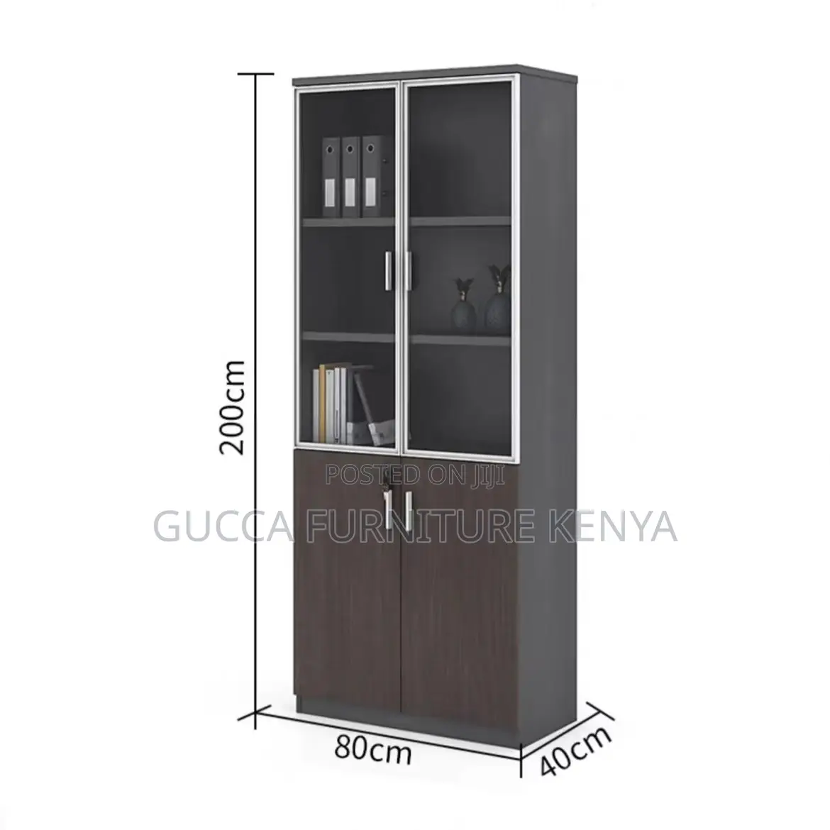 2-door Wooden Half Glass Filling Office Cabinet