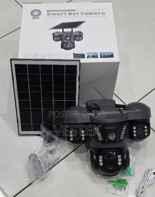 Three Lens Solar Ip Camera 4g Sim Outdoor PTZ Solar Color Night Vision