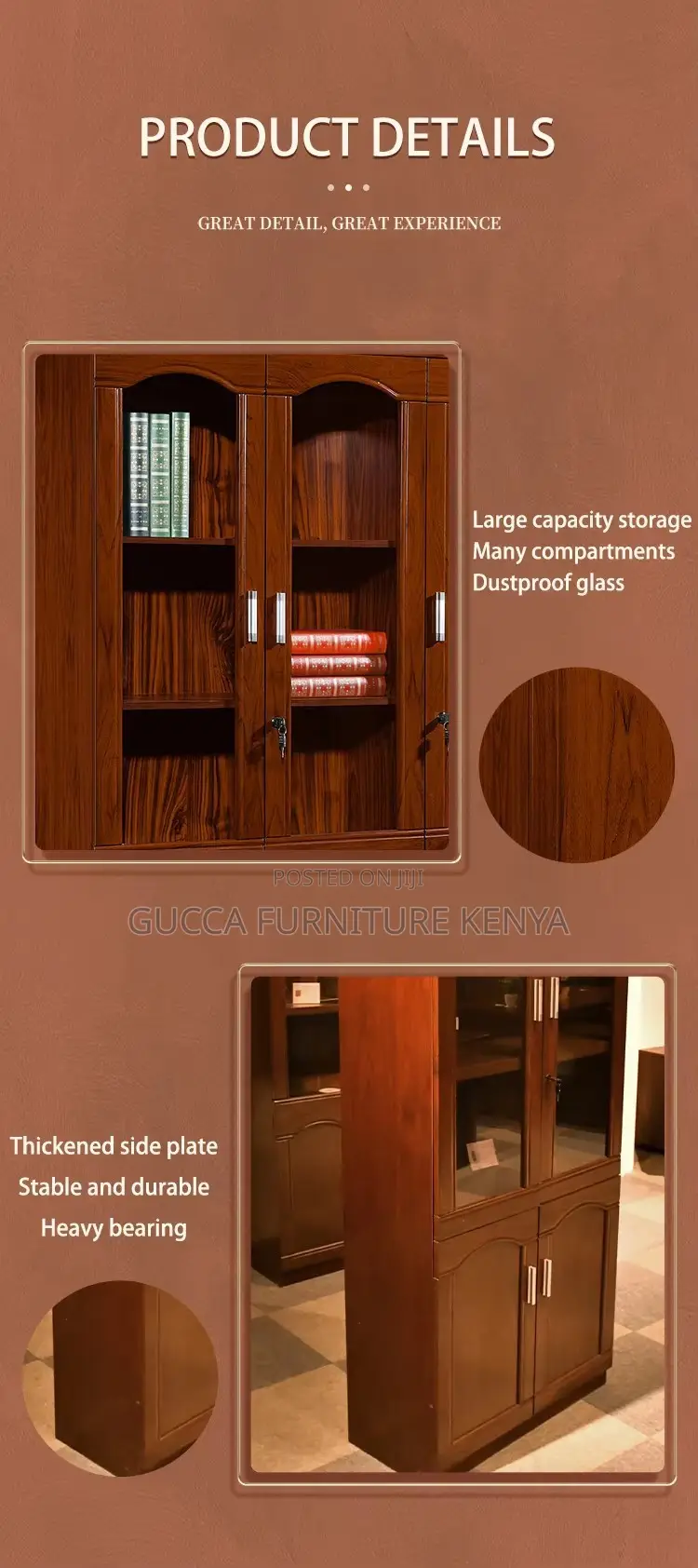 2-door Mahogany Office Filling Cabinet