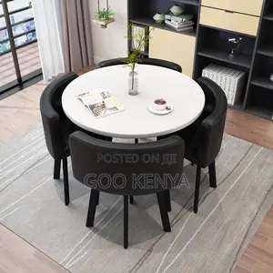 Home Dining Set; 4-seater Leather Seats With Round Table
