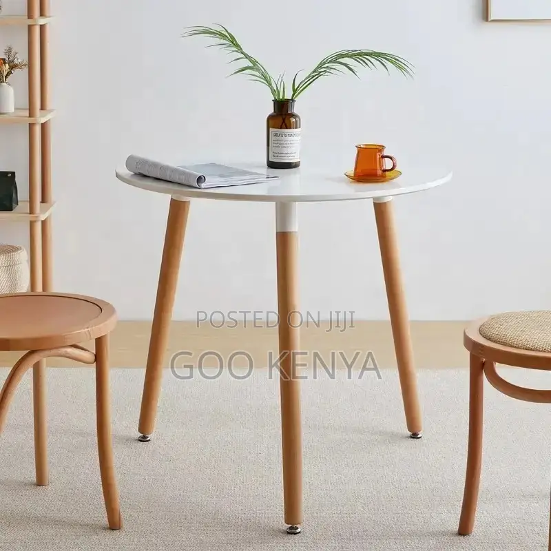 Home Table; White Round Wooden Dining Table
