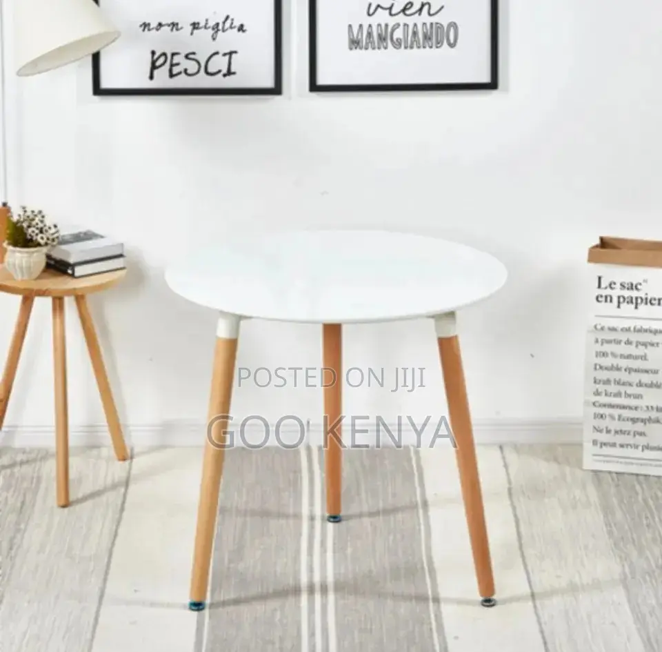 Home Table; White Round Wooden Dining Table