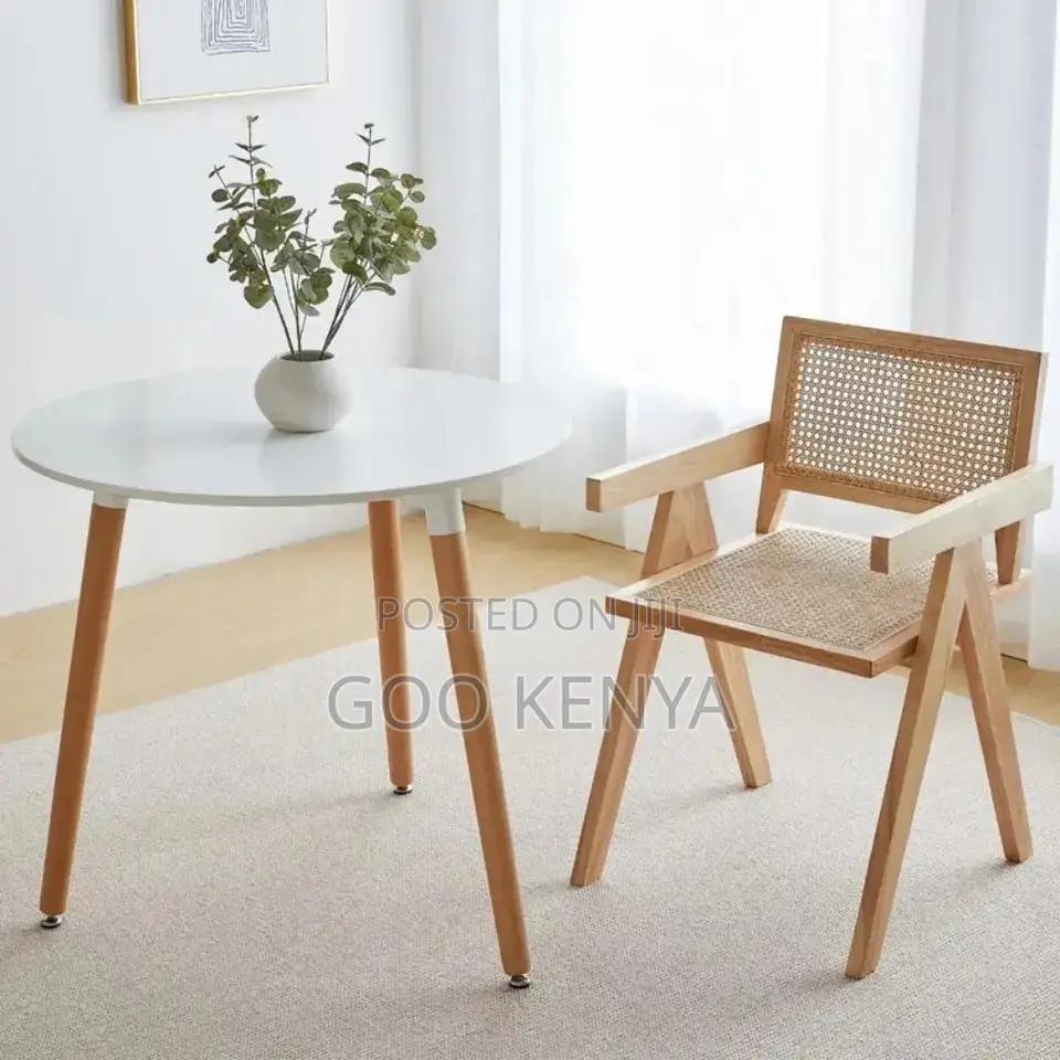 Home Table; White Round Wooden Dining Table