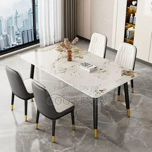 Home Diningf Set; Minimalist Marble Top Dining Set With 4 Chairs