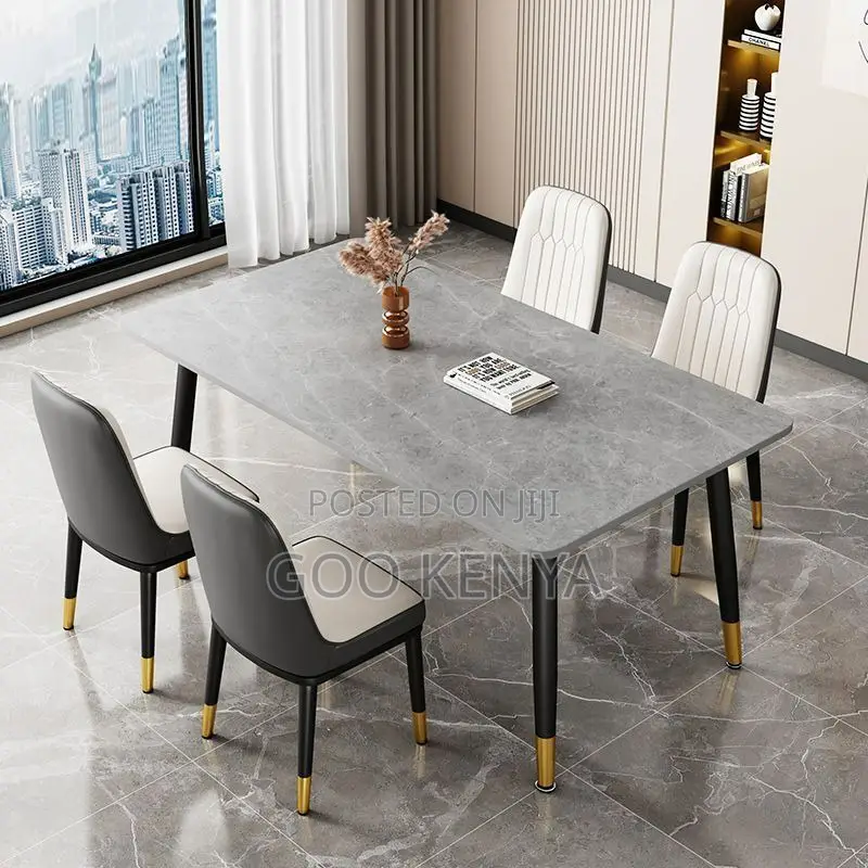 Home Diningf Set; Minimalist Marble Top Dining Set With 4 Chairs
