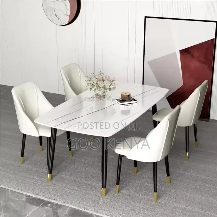 Home Diningf Set; Minimalist Marble Top Dining Set With 4 Chairs
