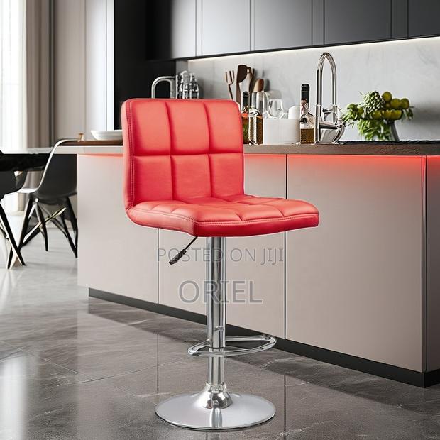 Home Barstool; Leather Upholstered Adjustable Barstool - thumbnail 3