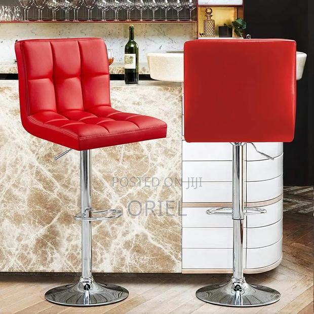 Home Barstool; Leather Upholstered Adjustable Barstool - thumbnail 5