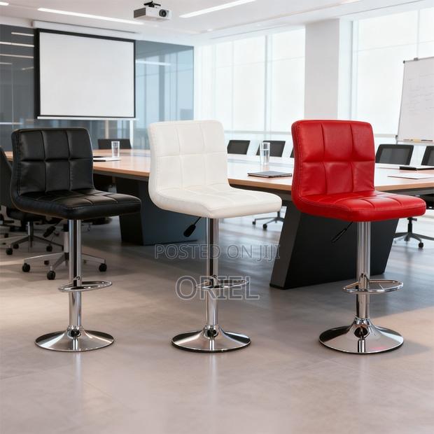 Home Barstool; Leather Upholstered Adjustable Barstool - thumbnail 6