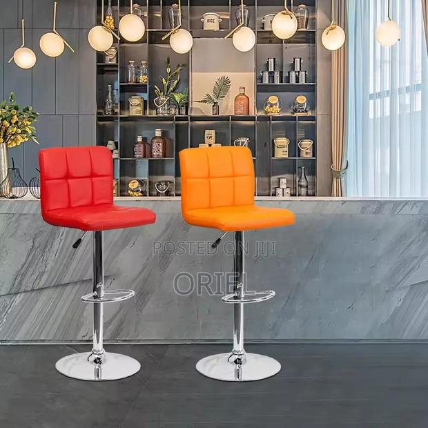 Home Barstool; Leather Upholstered Adjustable Barstool - thumbnail 9