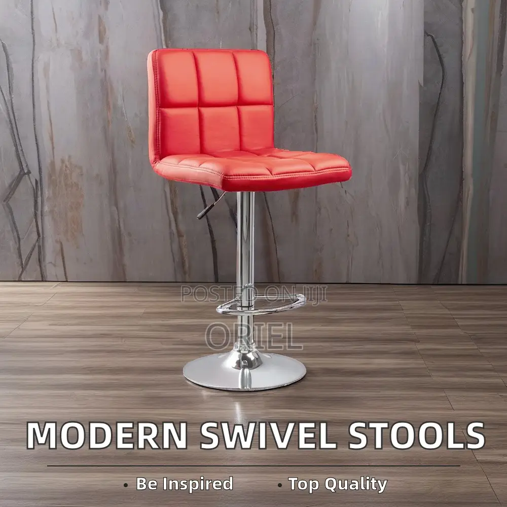 Home Barstool; Leather Upholstered Adjustable Barstool