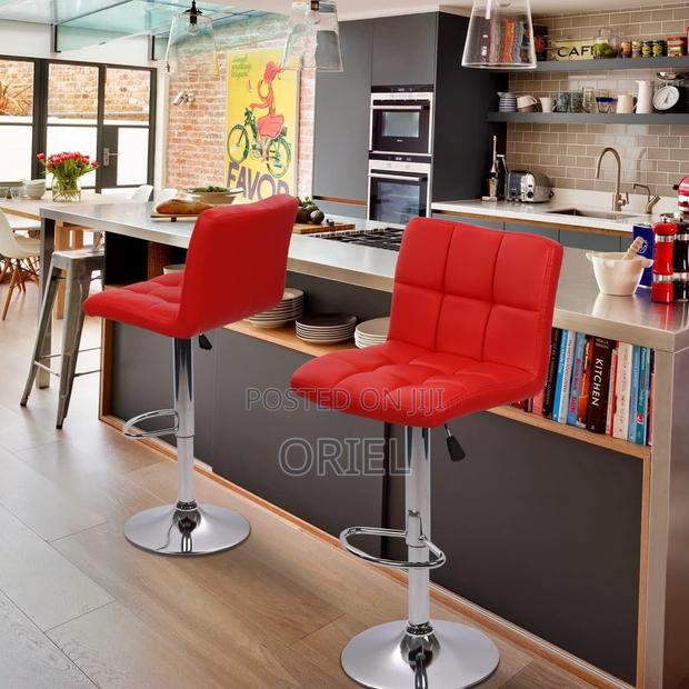 Home Barstool; Leather Upholstered Adjustable Barstool - thumbnail 12