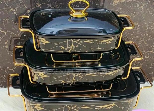 Black and Gold Ceramic Chafing Dishes" - main view