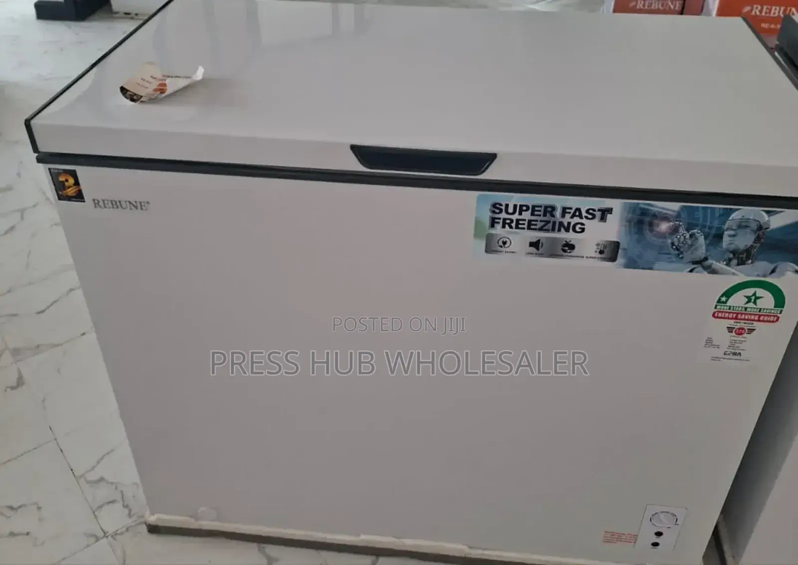 Rebune 250l Energy Saver Chest Freezer." 