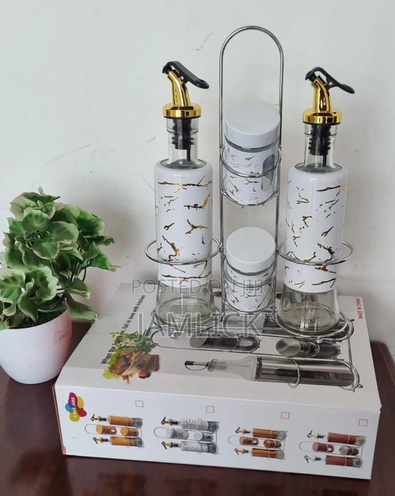5 in 1 Seasoning Set With Stainless Steel Stand - Pm