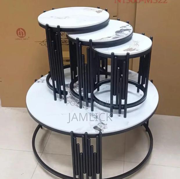 4 in 1 Marble Nesting Tables With Black Stands - Th - main view