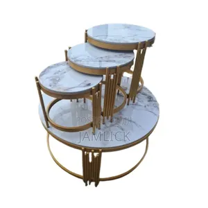 4 in 1 Marble Nesting Tables With Black Stands - Th