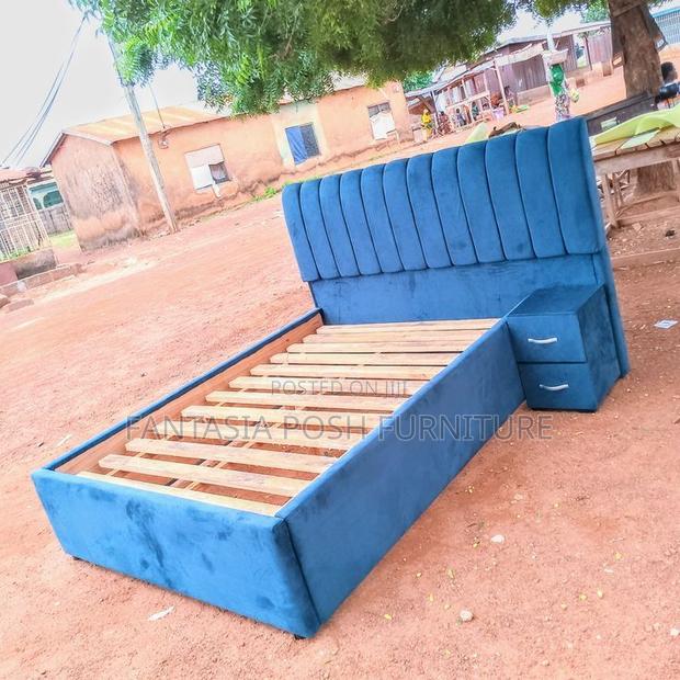 4x6 Rich Blue Chester Bed Frame With 1 Sidebox