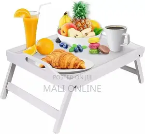 Bamboo Bed Tray Table With Folding Leg Laptop Holder Handles Breakfast