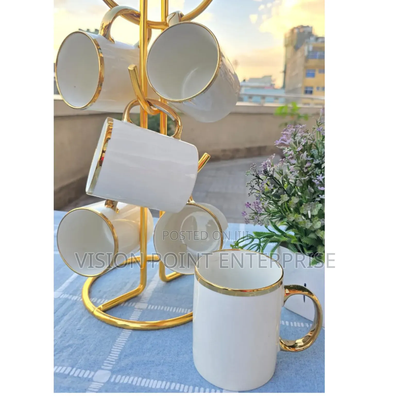 Gold White Ceramic Cup