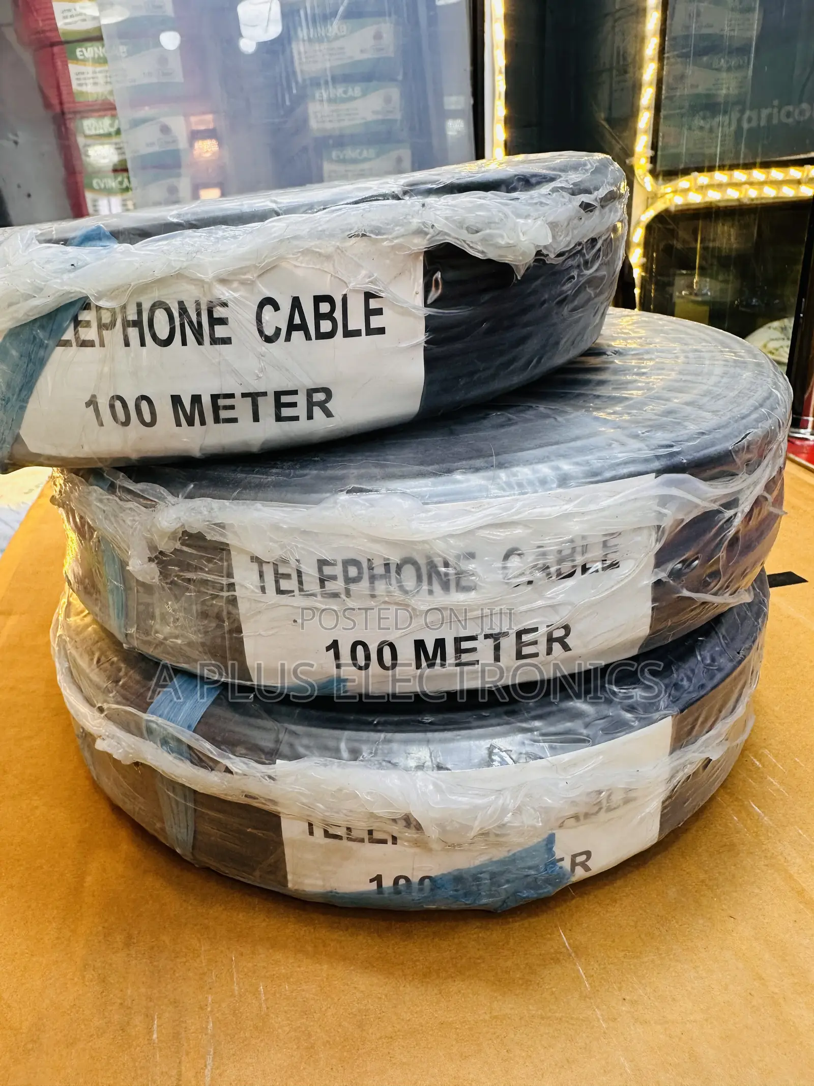 Telecommunication Cable, 100 Meters,Black, 2 Cores – Heavy Duty