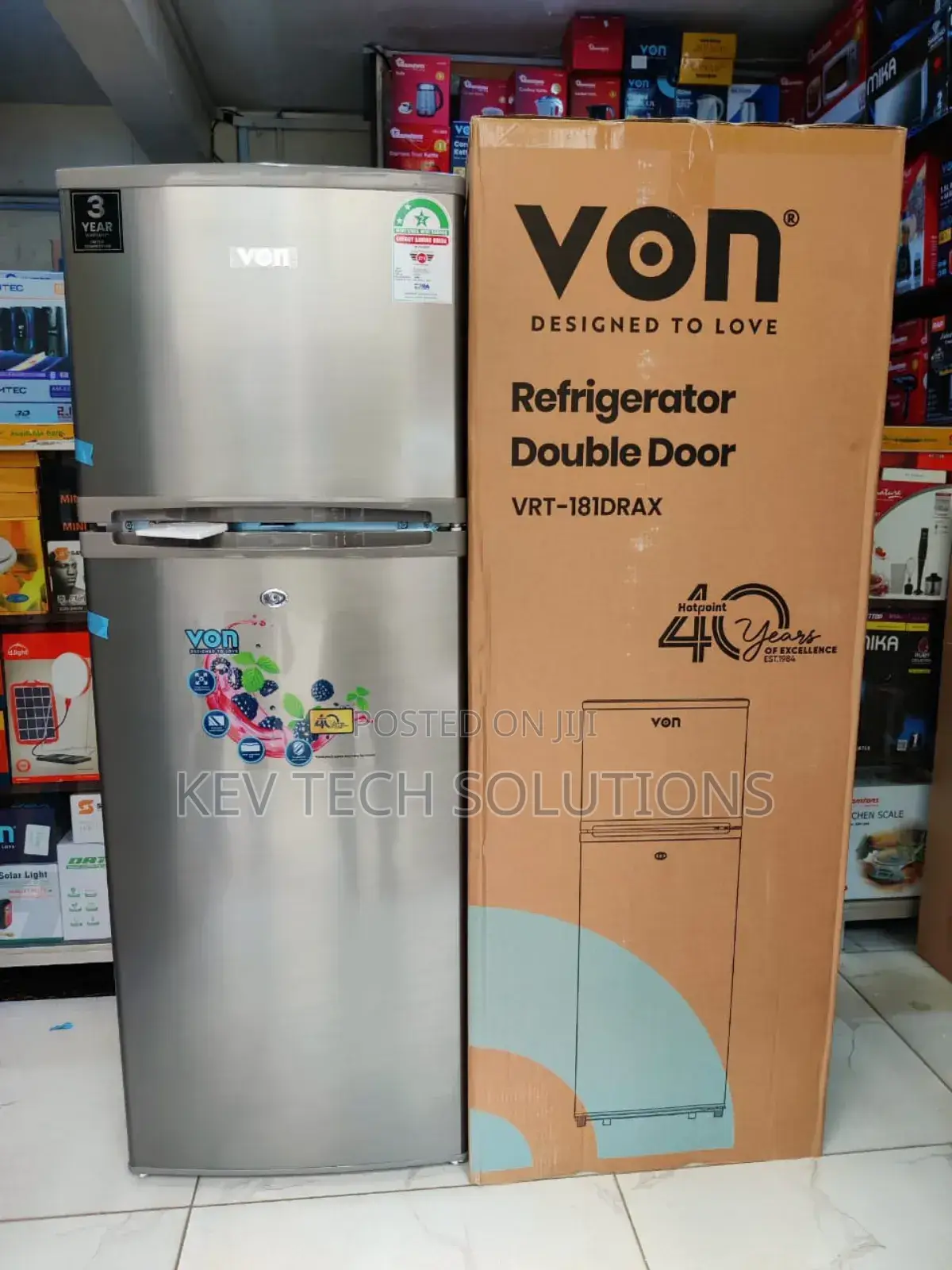 Von Double Door Fridge 181litres Direct Cool