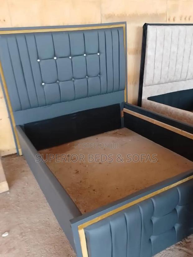 Dark/Black 5 by 6 Tufted Bed Free Delivery - main view